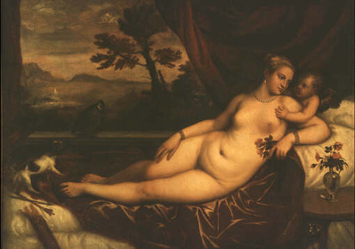 Tiziano Vecellio called Titian: Picture of Venus and Cupid - Uffizi Gallery, Florence