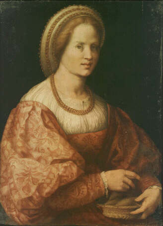 Jacopo Pontormo: Picture of Portrait of a Woman with Splindes - Uffizi Gallery, Florence