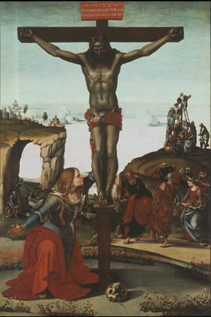 Luca Signorelli: Picture of Crucifix with Maria Magdalen - Uffizi Gallery, Florence