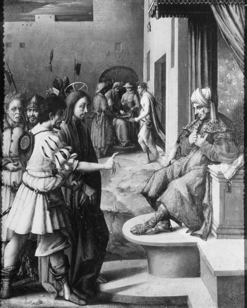Francesco Ubertini called Bachiacca: Picture of Christ before  Caiaphas - Uffizi Gallery, Florence