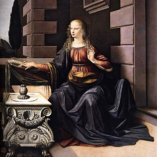 Leonardo Da Vinci Annunciation detail 2 