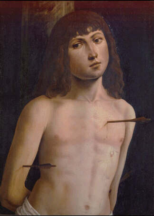 Saint Sebastian - Lorenzo Costa (Tempera on wood, 55x49)